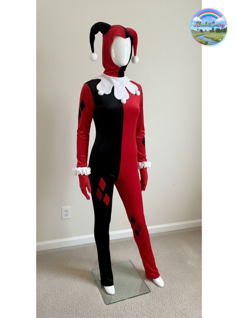 Harley Quinn Costume Adult Jumpsuit Mask Cosplay Halloween